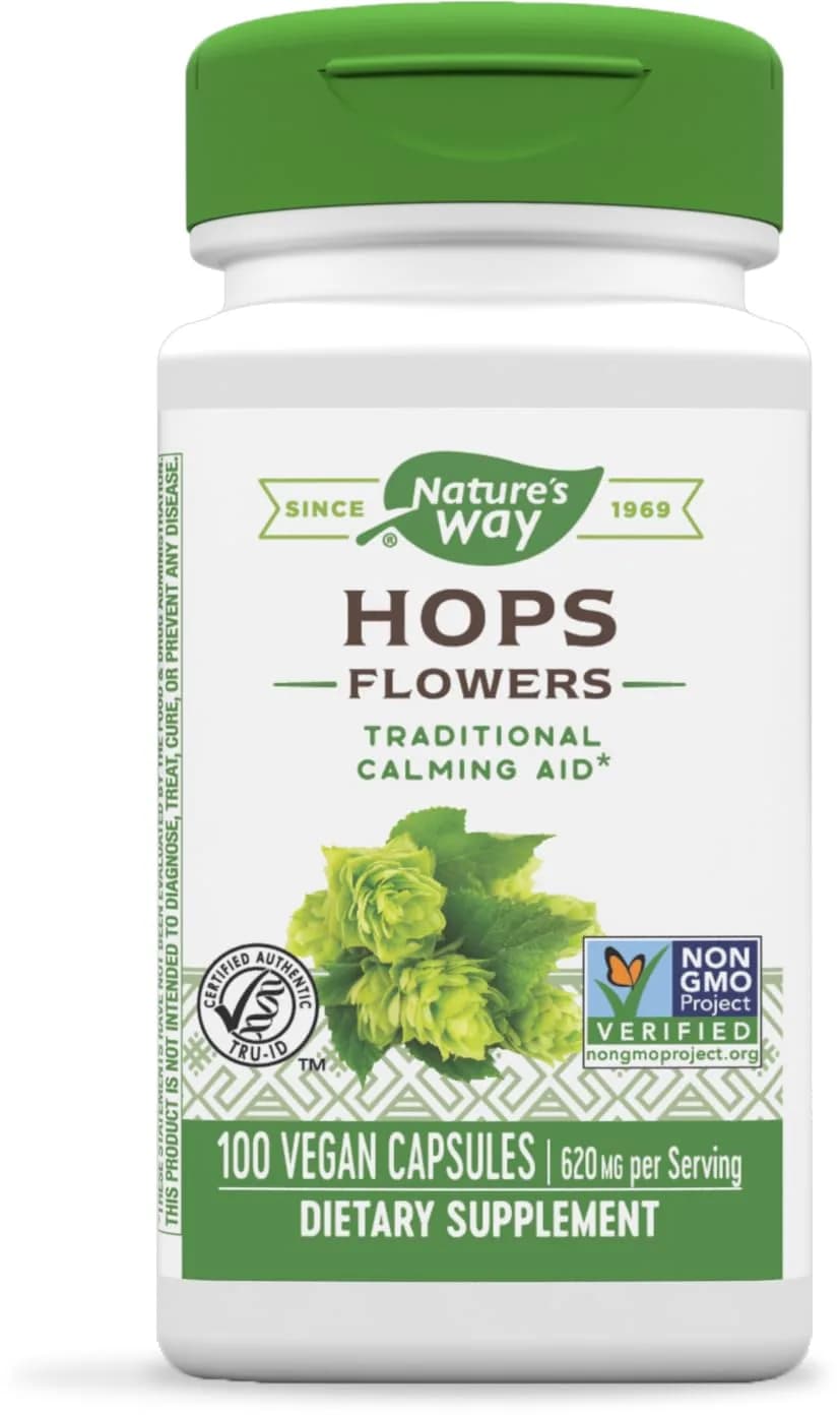 Nature's Way Premium Herbal Hops Flowers 620 mg | Traditional calming aid for nervous system support in India - main product image