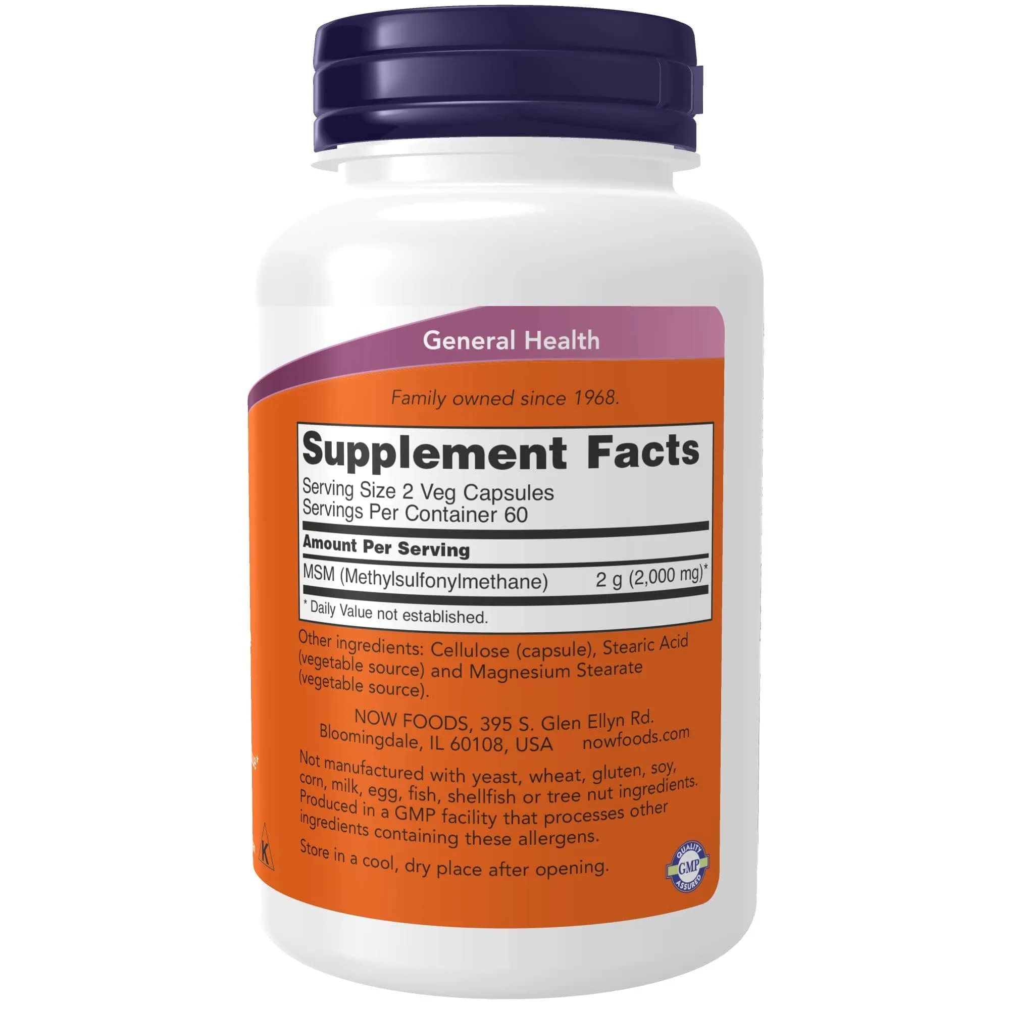 NOW Foods MSM (Methylsulfonylmethane) 1,000 mg 120 Veg Capsules | Supports Joint Health & Connective Tissue - view 2