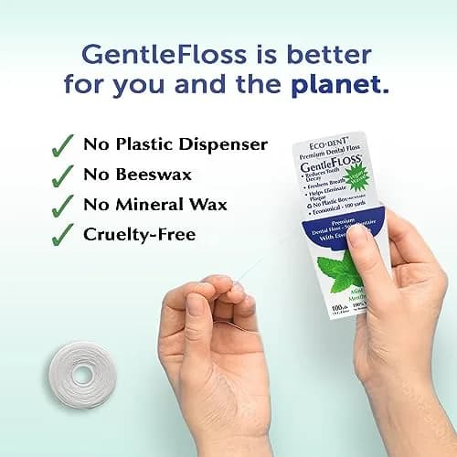 Eco-Dent GentleFloss Dental Floss, Waxed, Mint | Vegan Plant-Based Wax, Recyclable Packaging thumbnail 5