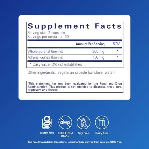 Pure Encapsulations Adrenal Cortex Supplement 60 Capsules | Supports Cortisol Health & Energy Levels thumbnail 2