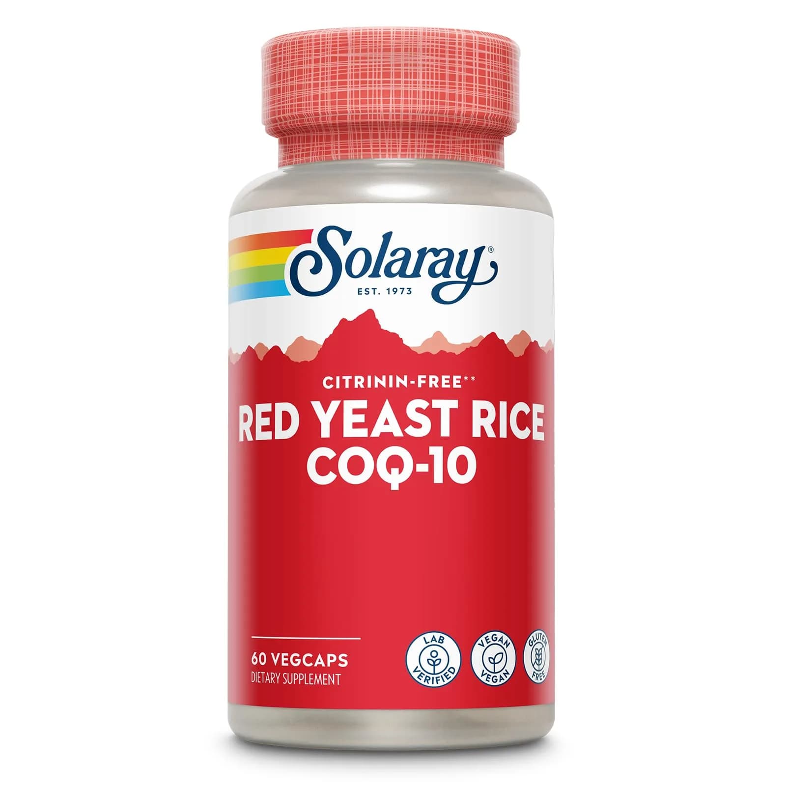 SOLARAY Red Yeast Rice with CoQ10 & Niacin | Supports Cardiovascular Health, Citrinin-Free, 60 VegCaps — Red