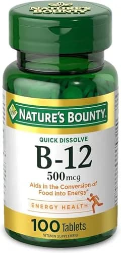 Nature's Bounty Vitamin B-12 500 mcg Microlozenges, 200 Count (Pack of 1) | Energy Metabolism & Nervous System Health thumbnail 1