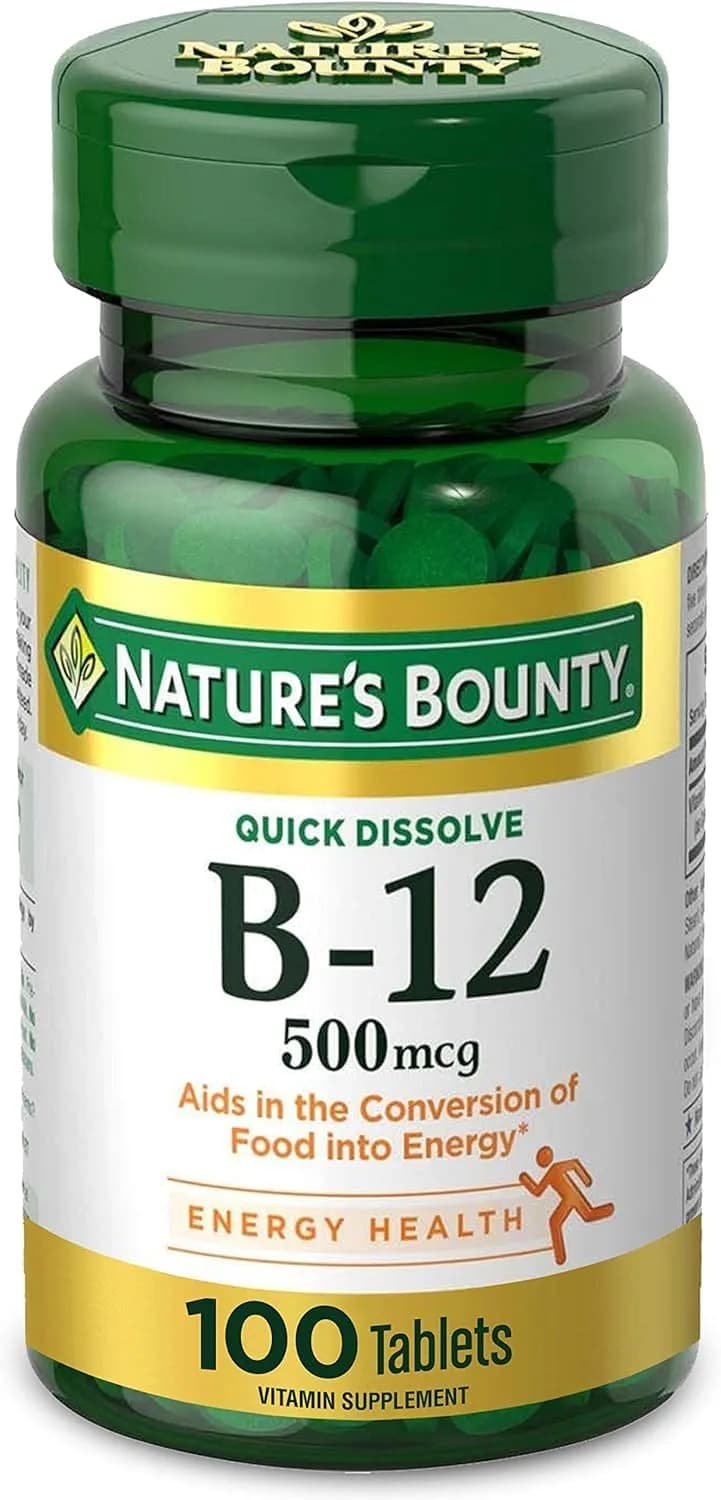 Nature's Bounty Vitamin B-12 500 mcg Microlozenges, 200 Count (Pack of 1) | Energy Metabolism & Nervous System Health - main product image