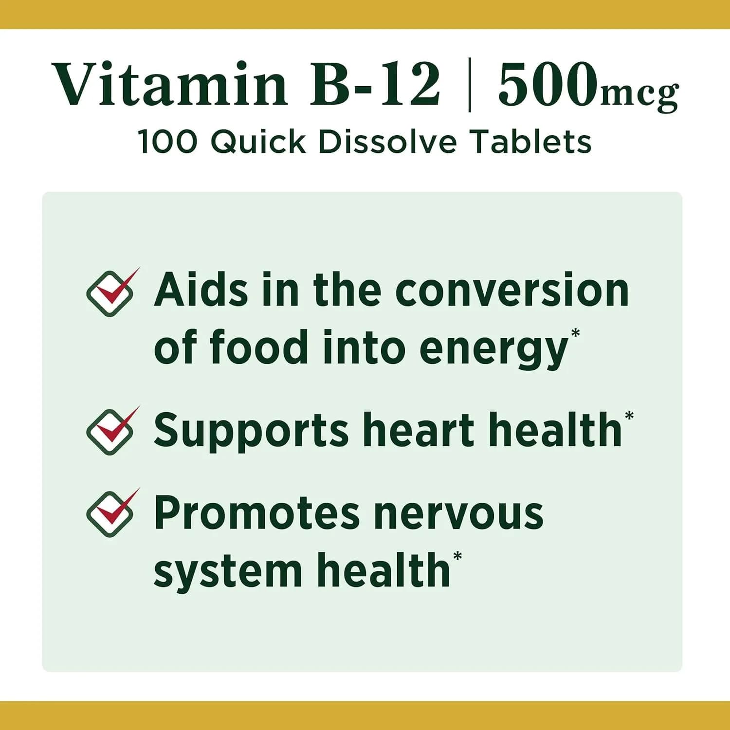 Nature's Bounty Vitamin B-12 500 mcg Microlozenges, 200 Count (Pack of 1) | Energy Metabolism & Nervous System Health - view 3