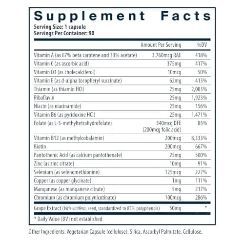 Vital Nutrients Minimal and Essential Multivitamin, 90 Capsules | Supports Metabolism & Antioxidant Defense thumbnail 2