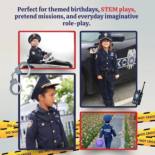 Dress Up America Police Costume for Kids – Cop Uniform Set with Accessories (Toddler 4) thumbnail 6