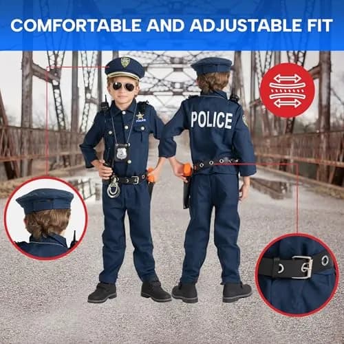 Dress Up America Police Costume for Kids – Cop Uniform Set with Accessories (Toddler 4) thumbnail 3