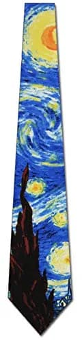 Three Rooker Starry Night Ties Art Vincent van Gogh Neck Ties | Classic Microfiber Design, 57 Inches, Blue thumbnail 3