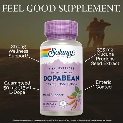 SOLARAY Dopabean 333mg Mucuna Pruriens L-Dopa Wellness Support Supplement 60 Servings thumbnail 3