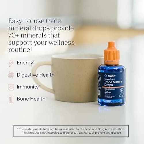Trace Minerals ConcenTrace Mineral Drops, 70+ Ionic Minerals, 59ml (2 fl oz) | Full Spectrum Electrolyte Concentrate thumbnail 2