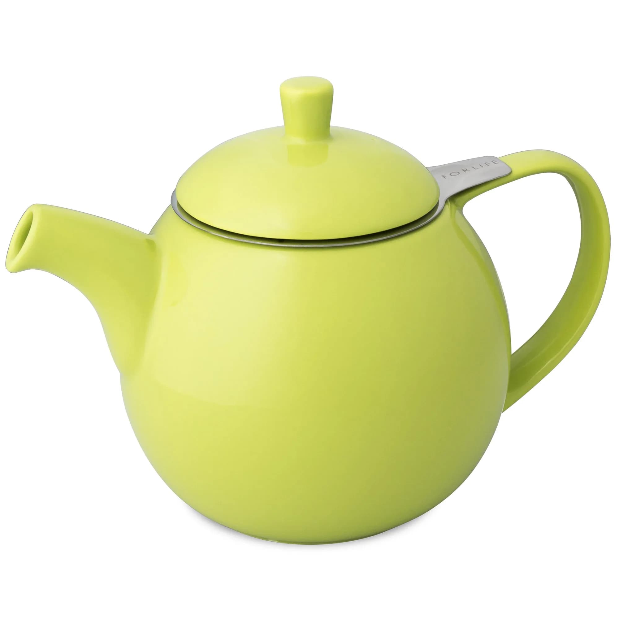 FORLIFE Curve Teapot with Infuser 24 oz | Lime Porcelain Dishwasher Safe thumbnail 1
