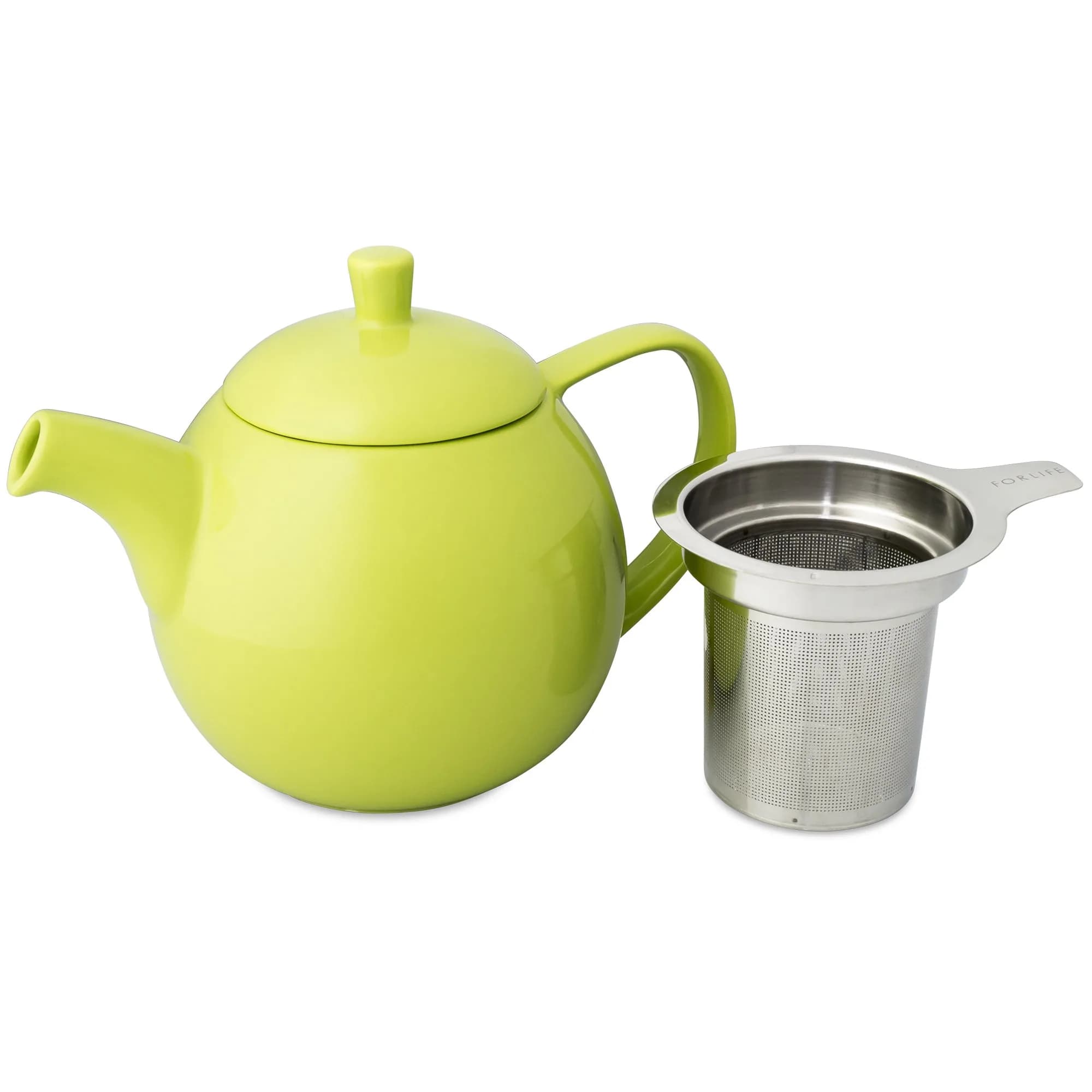 FORLIFE Curve Teapot with Infuser 24 oz | Lime Porcelain Dishwasher Safe thumbnail 2