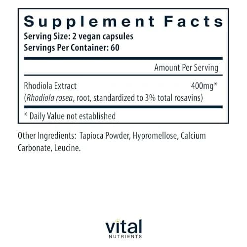 Vital Nutrients Rhodiola Rosea 120 Capsules | Adaptogenic Herb for Energy & Stress thumbnail 2