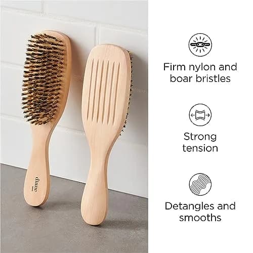 Diane Reinforced Boar Bristle Wave Brush for Men and Barbers – Hard Bristles for Thick to Coarse Hair – Use for Detangling, Smoothing, Wave Styles, Restore Shine and Texture thumbnail 2