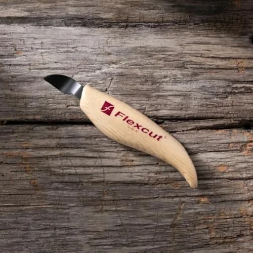FLEXCUT Wood Carving Knives | Right-Handed Hook Knife | 1095 High-Carbon Steel Blade | Ergonomic Ash Handle | KN26 | Made in USA thumbnail 4