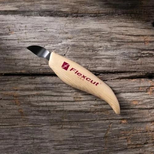FLEXCUT Wood Carving Knives | Right-Handed Hook Knife | 1095 High-Carbon Steel Blade | Ergonomic Ash Handle | KN26 | Made in USA thumbnail 3