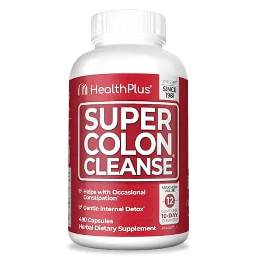 Health Plus Super Colon Cleanse 480 Capsules | 120 Day Supply, Gentle Gut Cleanse Detox thumbnail 1