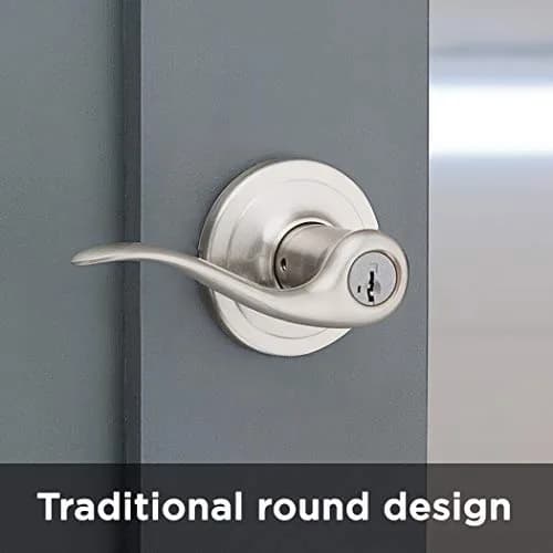 Kwikset Tustin Entry Door Handle with Lock and Key, Satin Nickel Lever | BHMA Grade 2 Certified thumbnail 7
