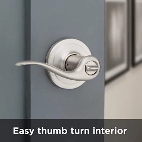 Kwikset Tustin Entry Door Handle with Lock and Key, Satin Nickel Lever | BHMA Grade 2 Certified thumbnail 8