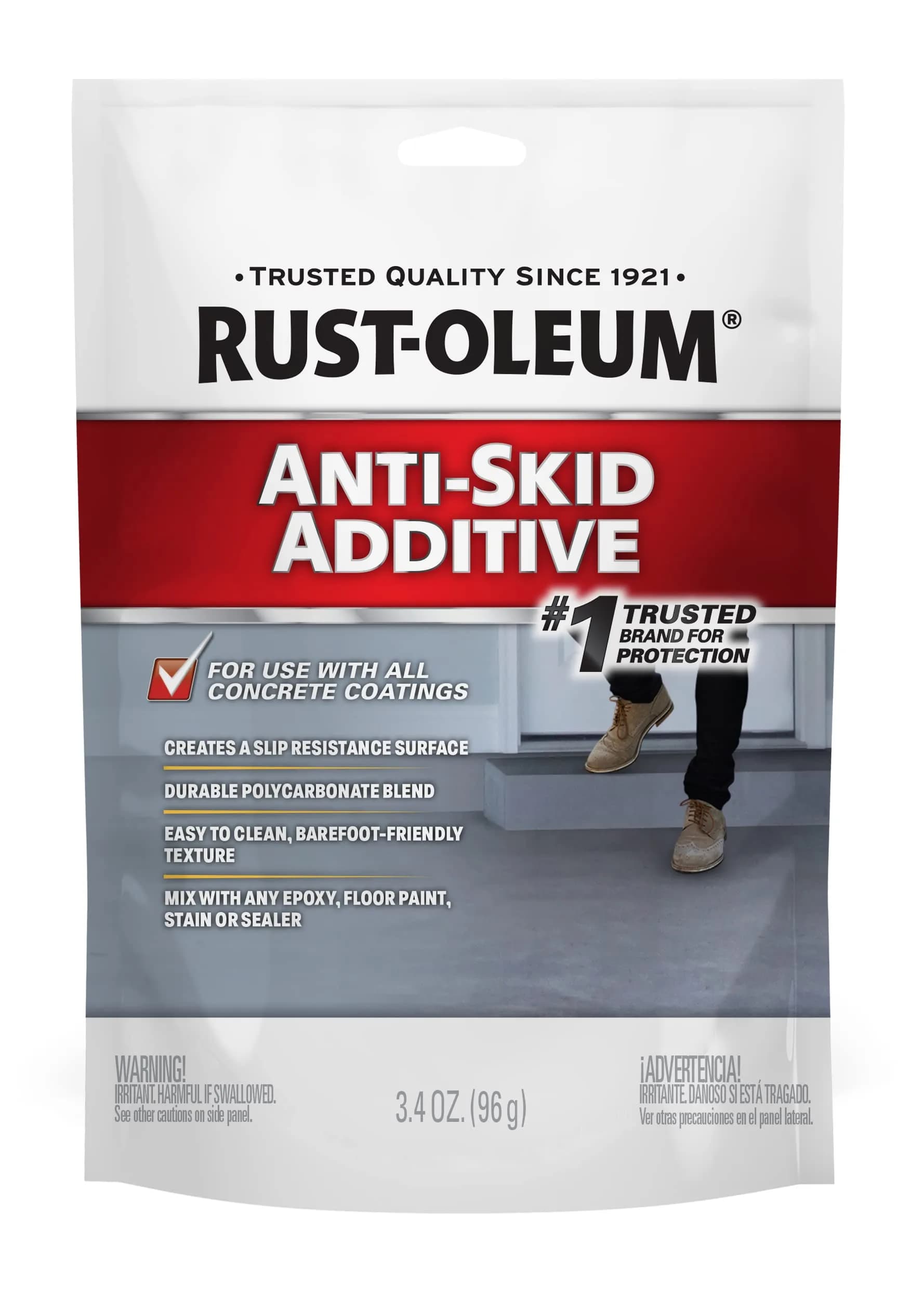 Rust-Oleum Anti-Skid Additive Powder 100.55 ml (3.4 Fl Oz) | For Concrete, Wood, Metal, Fiberglass Surfaces — 3.4 Ounce