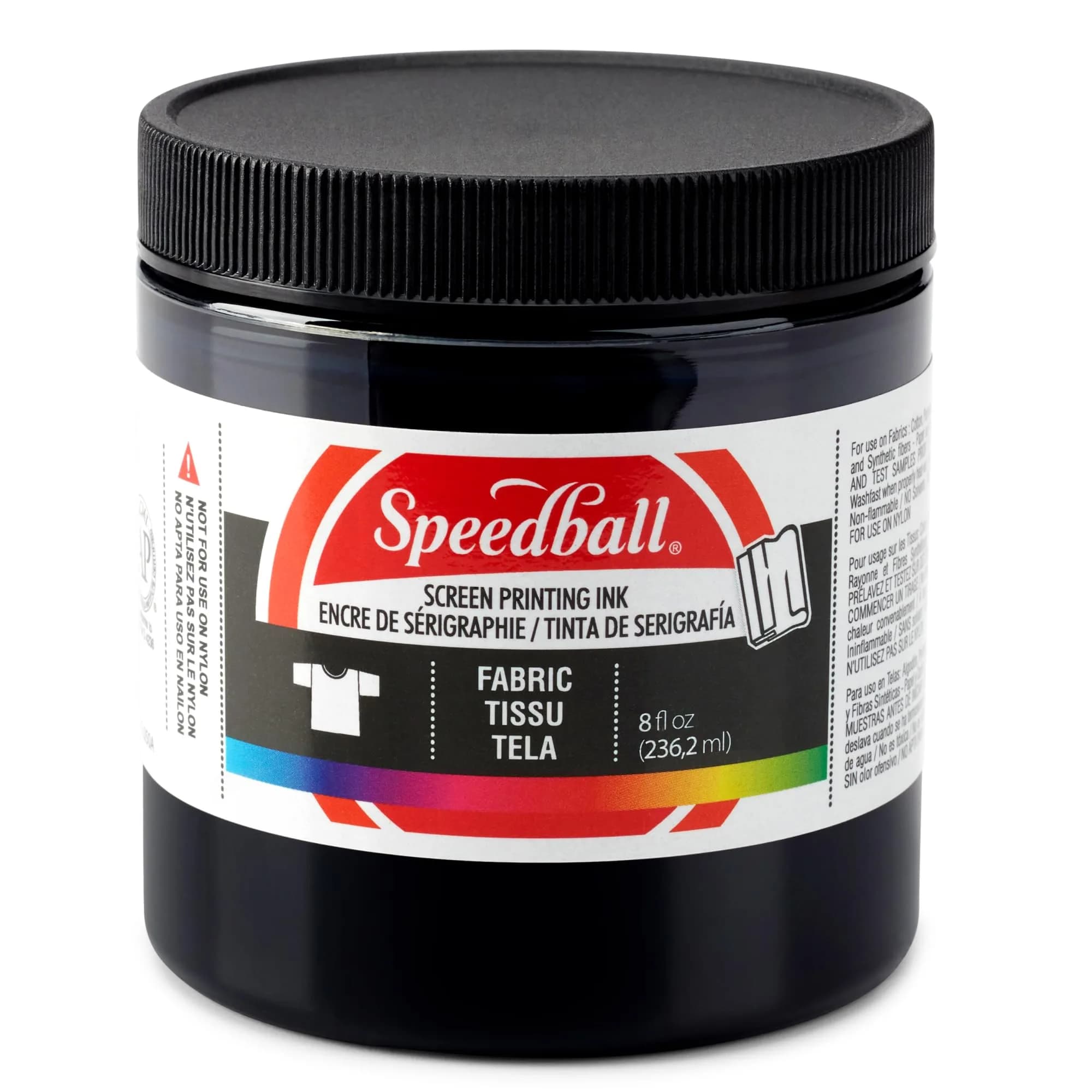 Speedball Fabric Screen Printing Ink, Black, 237ml (8 fl oz) | Vibrant Colors for T-Shirt & Silkscreen Printmaking