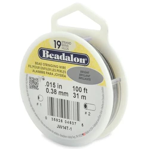 Beadalon 19 Strand Beading Wire - 0.38 mm (0.015 in) Bright, 31m (100ft) | Professional Grade Stainless Steel Wire for Jewelry Making thumbnail 1
