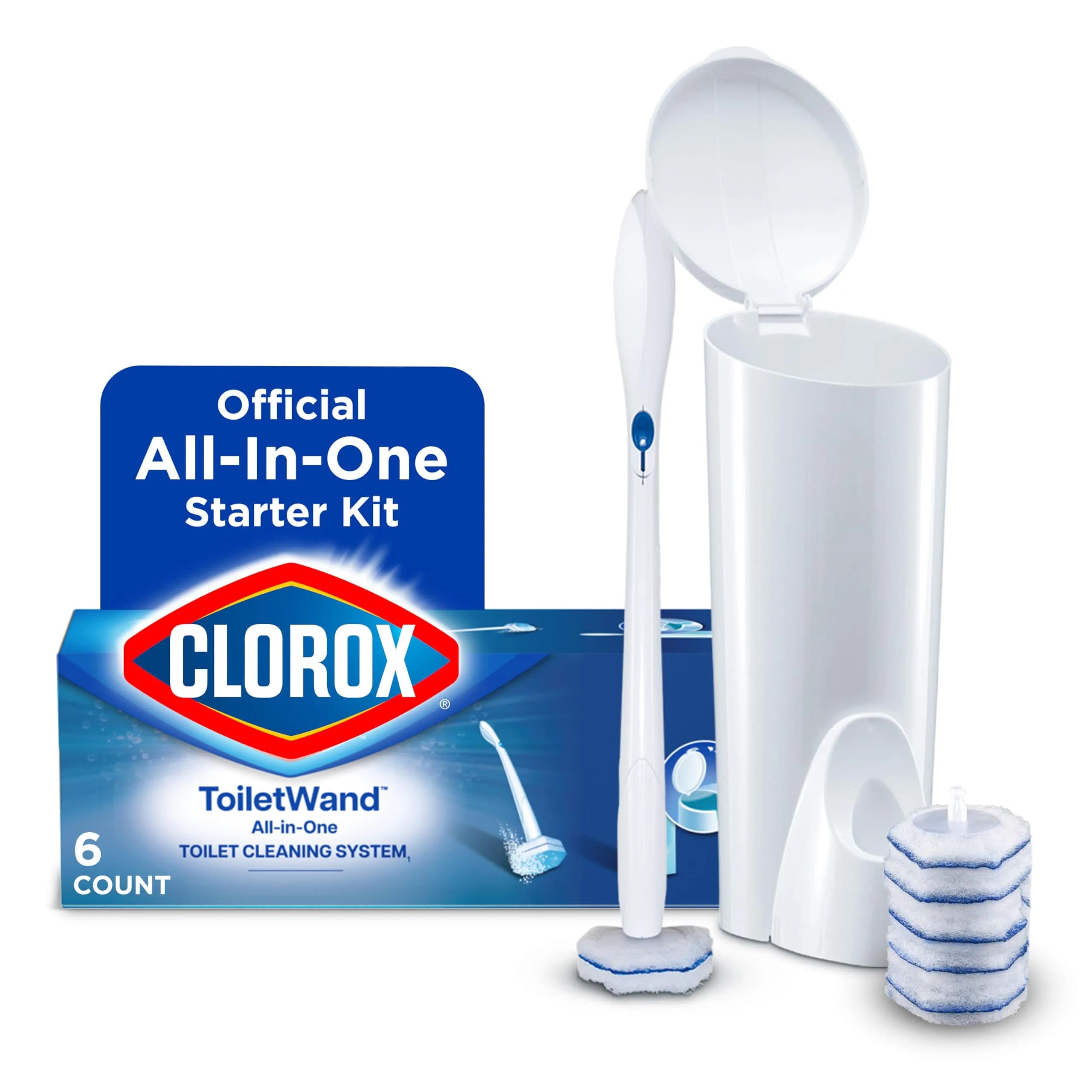Clorox Toilet Wand Disposable Toilet Cleaning Kit with Caddy & 6 Refills | Kills 99.9% of Germs & Viruses - main product image