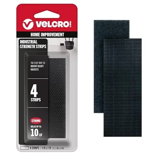 VELCRO Brand Industrial Strength Hook and Loop Strips, Black, 4in x 2in (4 Sets) | Securely Fastens Up to 10 Pounds thumbnail 1