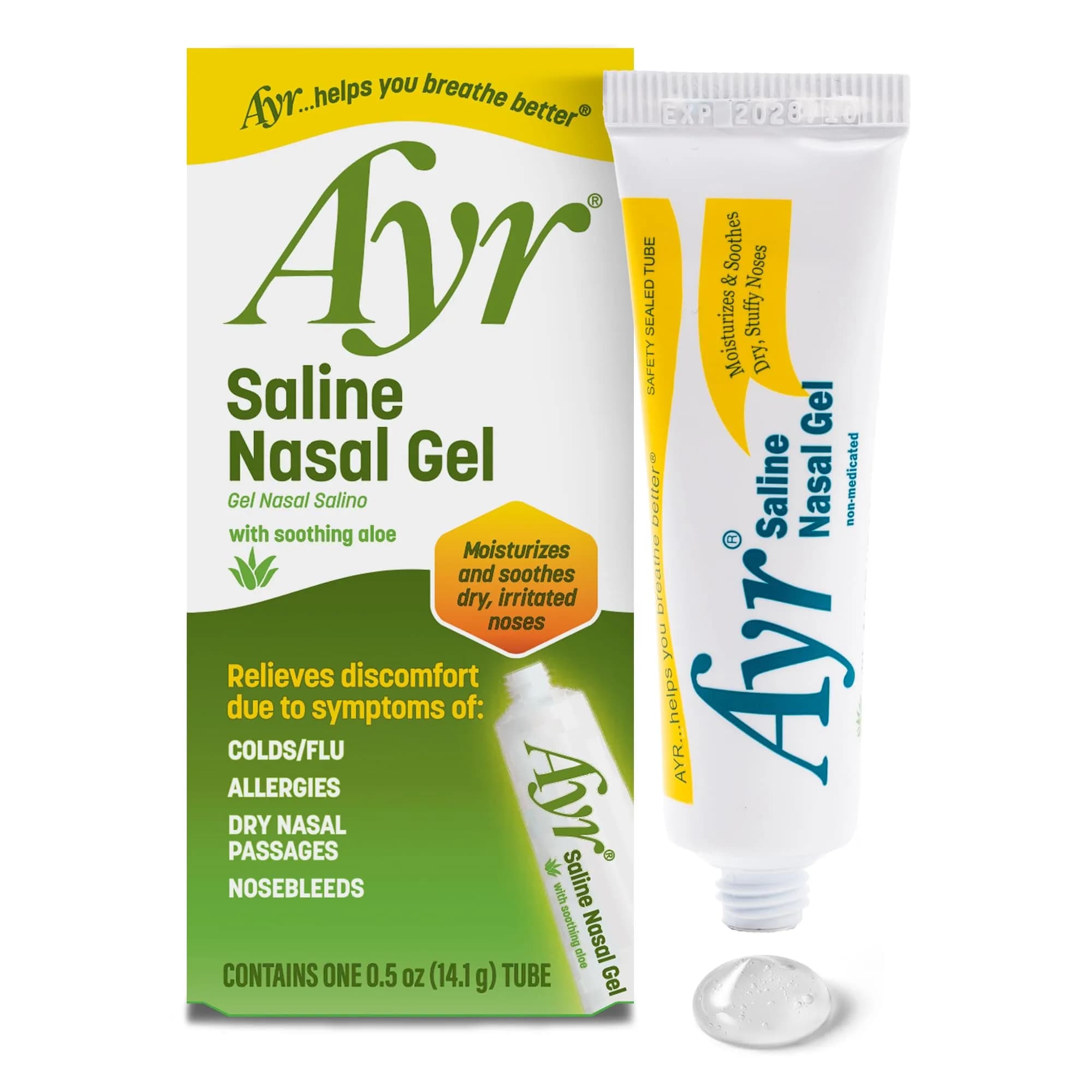 AYR Saline Nasal Gel with Aloe 0.5 oz (14.7 ml) Tube | Soothes Dry Nasal Passages - main product image