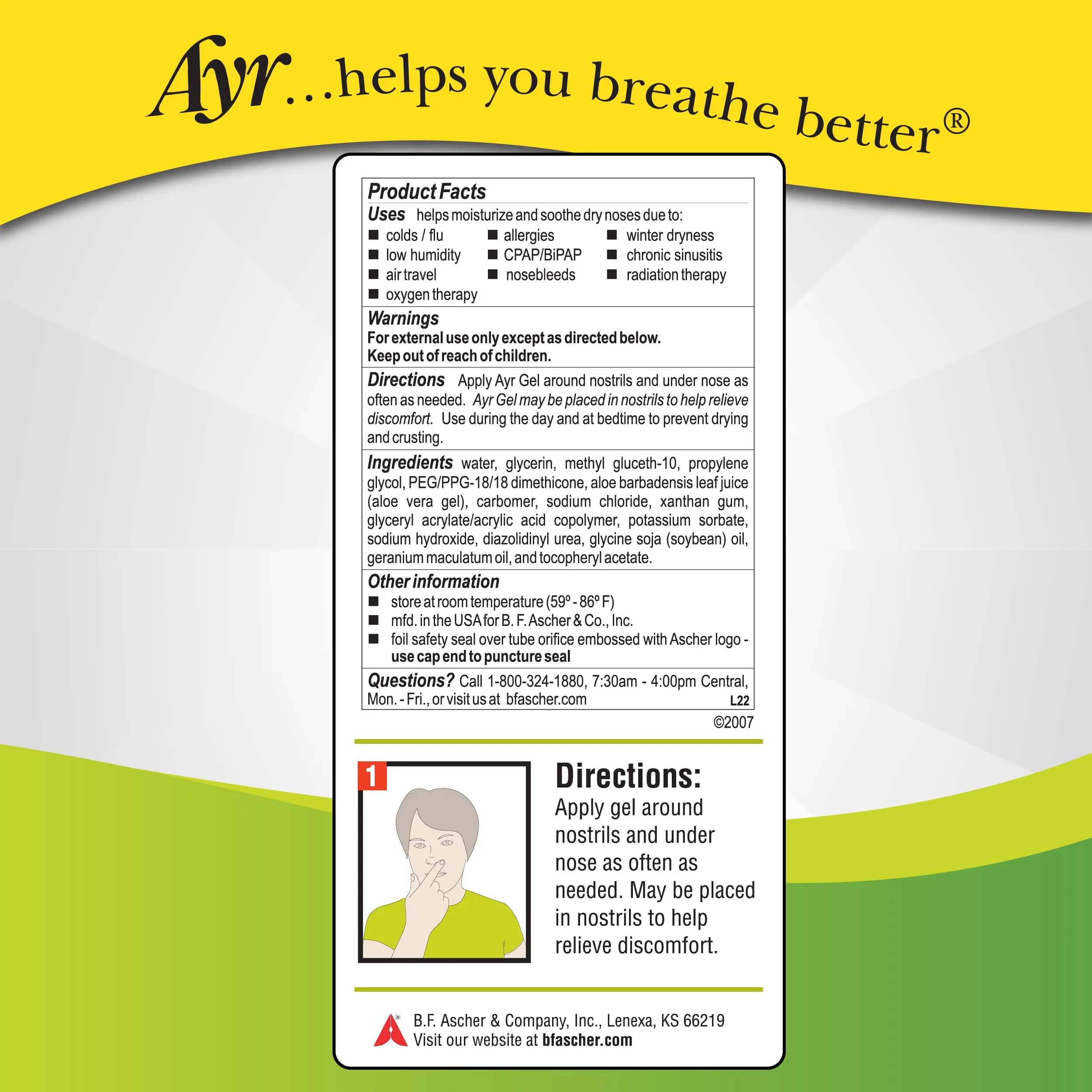 AYR Saline Nasal Gel with Aloe 0.5 oz (14.7 ml) Tube | Soothes Dry Nasal Passages - view 7