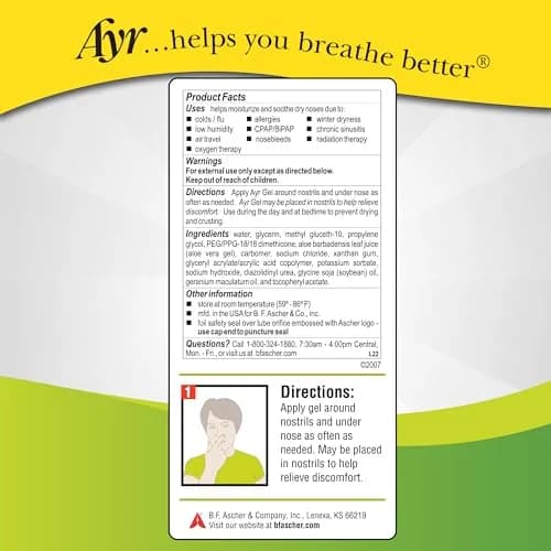 AYR Saline Nasal Gel with Aloe 0.5 oz (14.7 ml) Tube | Soothes Dry Nasal Passages thumbnail 7