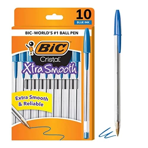 BIC Cristal Xtra Smooth Ballpoint Pen, Medium Point 1.0mm, Blue, 10-Count | Smooth Ink Flow for Effortless Writing thumbnail 1