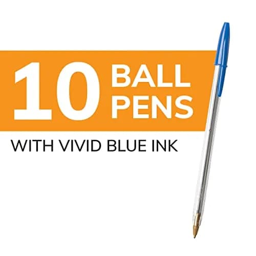 BIC Cristal Xtra Smooth Ballpoint Pen, Medium Point 1.0mm, Blue, 10-Count | Smooth Ink Flow for Effortless Writing thumbnail 2
