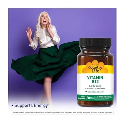 Country Life Vitamin B12 1,000 mcg | Vegan Energy Support, 60 Tablets thumbnail 6
