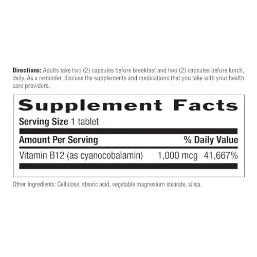 Country Life Vitamin B12 1,000 mcg | Vegan Energy Support, 60 Tablets thumbnail 7
