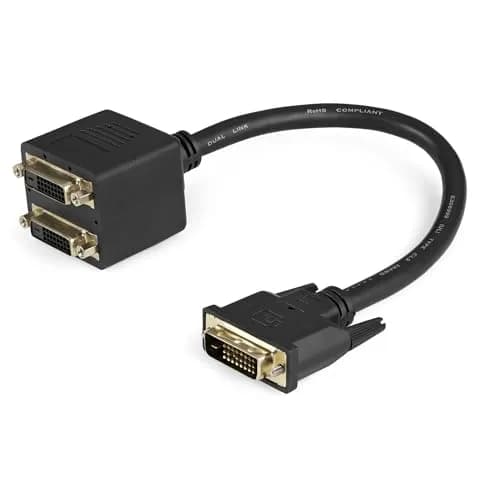 StarTech.com DVI Splitter Cable 1ft (30cm) M/F DVI-D to 2x DVI-D Dual Video Splitter | Supports 2560x1600 Resolution thumbnail 1