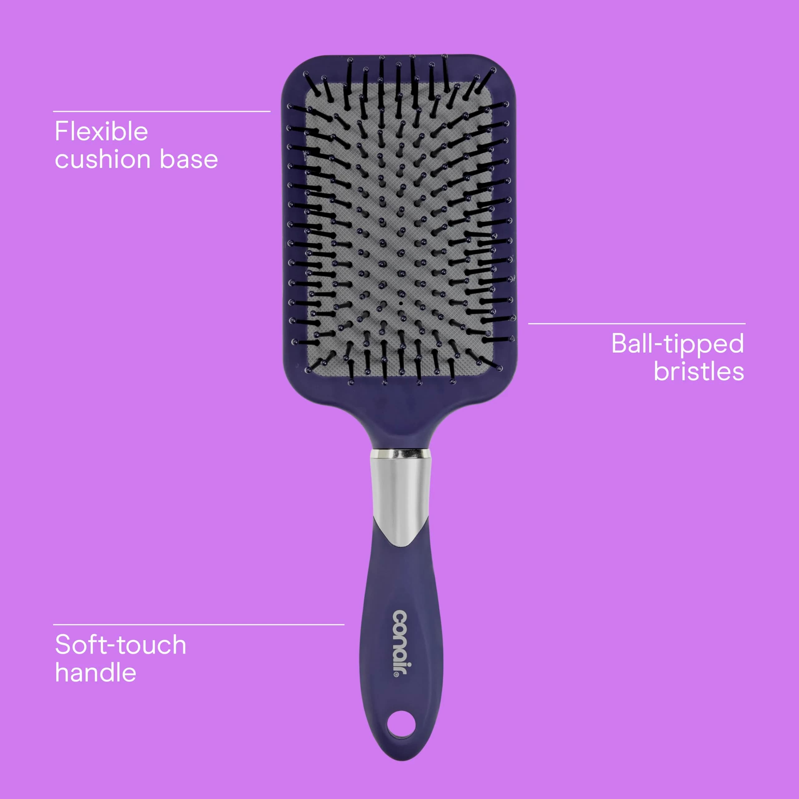 Conair Ultra Wide Paddle Hair Brush for Thick Hair | Detangling Design with Ball-Tipped Bristles - view 3