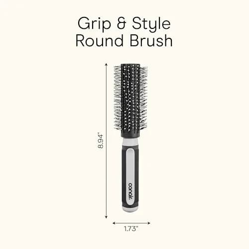 Conair Grip & Style Round Brush, Nylon Bristle Hair Brush for Blowout Styling, Ideal for Coarse, Curly, Wavy Hair, 1 Count thumbnail 9