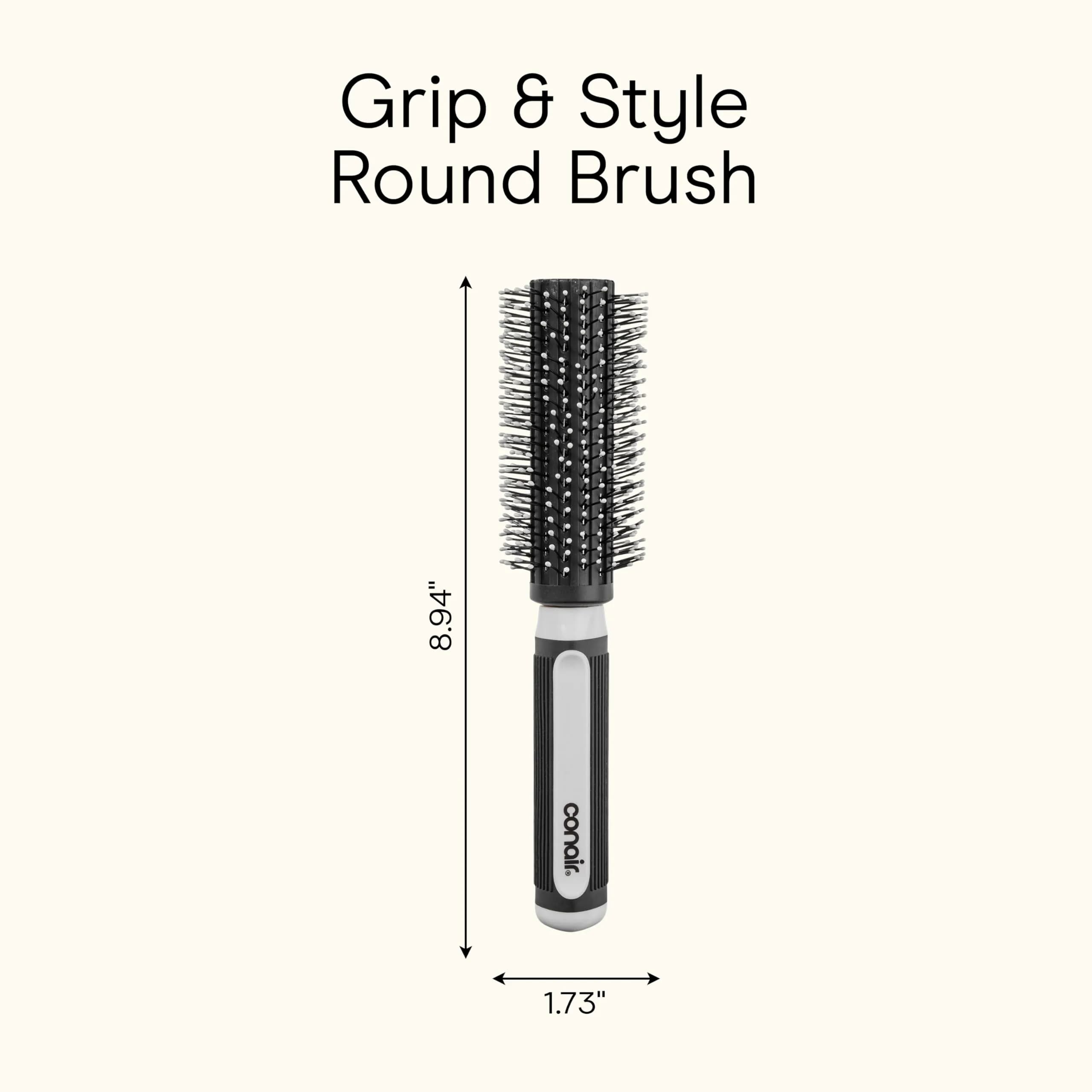 Conair Grip & Style Round Brush, Nylon Bristle Hair Brush for Blowout Styling, Ideal for Coarse, Curly, Wavy Hair, 1 Count - view 9