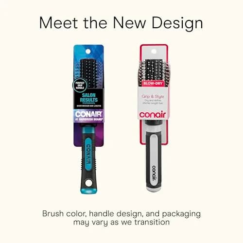 Conair Grip & Style Round Brush, Nylon Bristle Hair Brush for Blowout Styling, Ideal for Coarse, Curly, Wavy Hair, 1 Count thumbnail 2