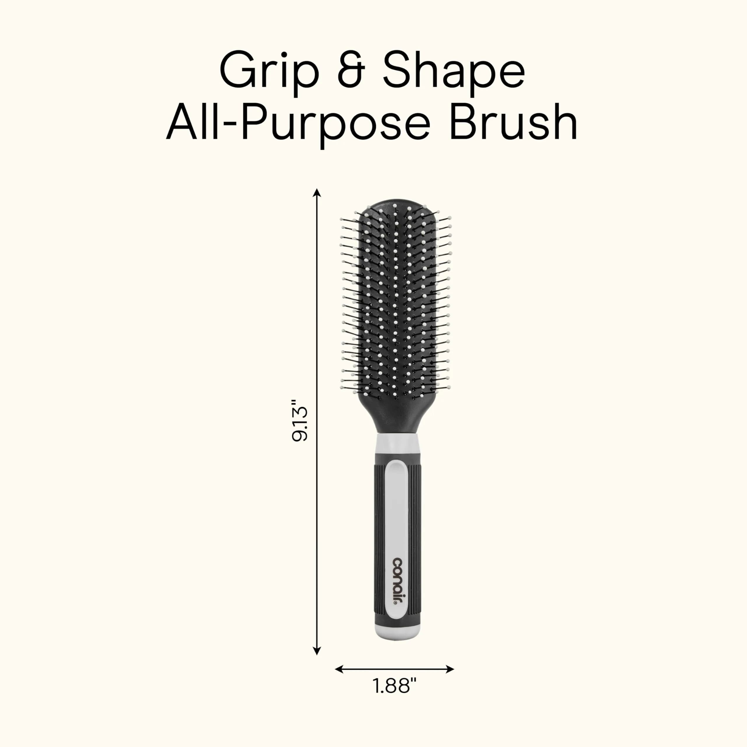 Conair Grip & Shape Styling Hair Brush with Nylon Bristles, Grey | Detangles and Adds Volume - view 9