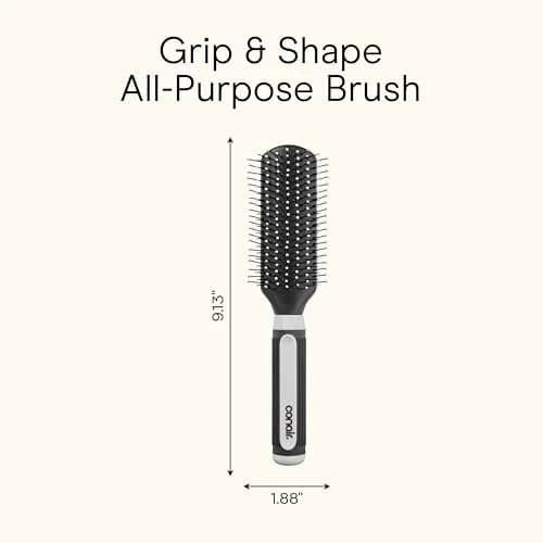 Conair Grip & Shape Styling Hair Brush with Nylon Bristles, Grey | Detangles and Adds Volume thumbnail 9