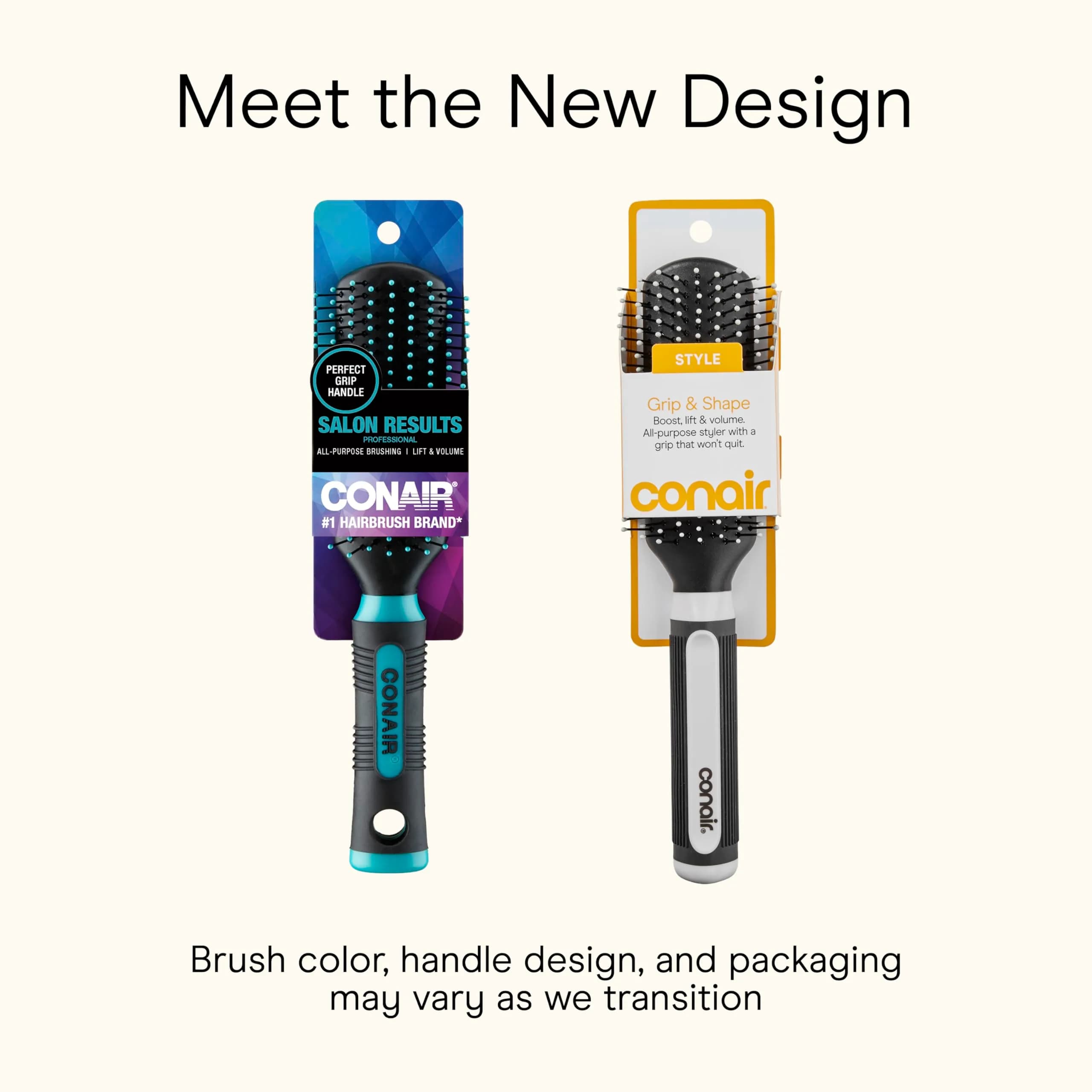 Conair Grip & Shape Styling Hair Brush with Nylon Bristles, Grey | Detangles and Adds Volume - view 2