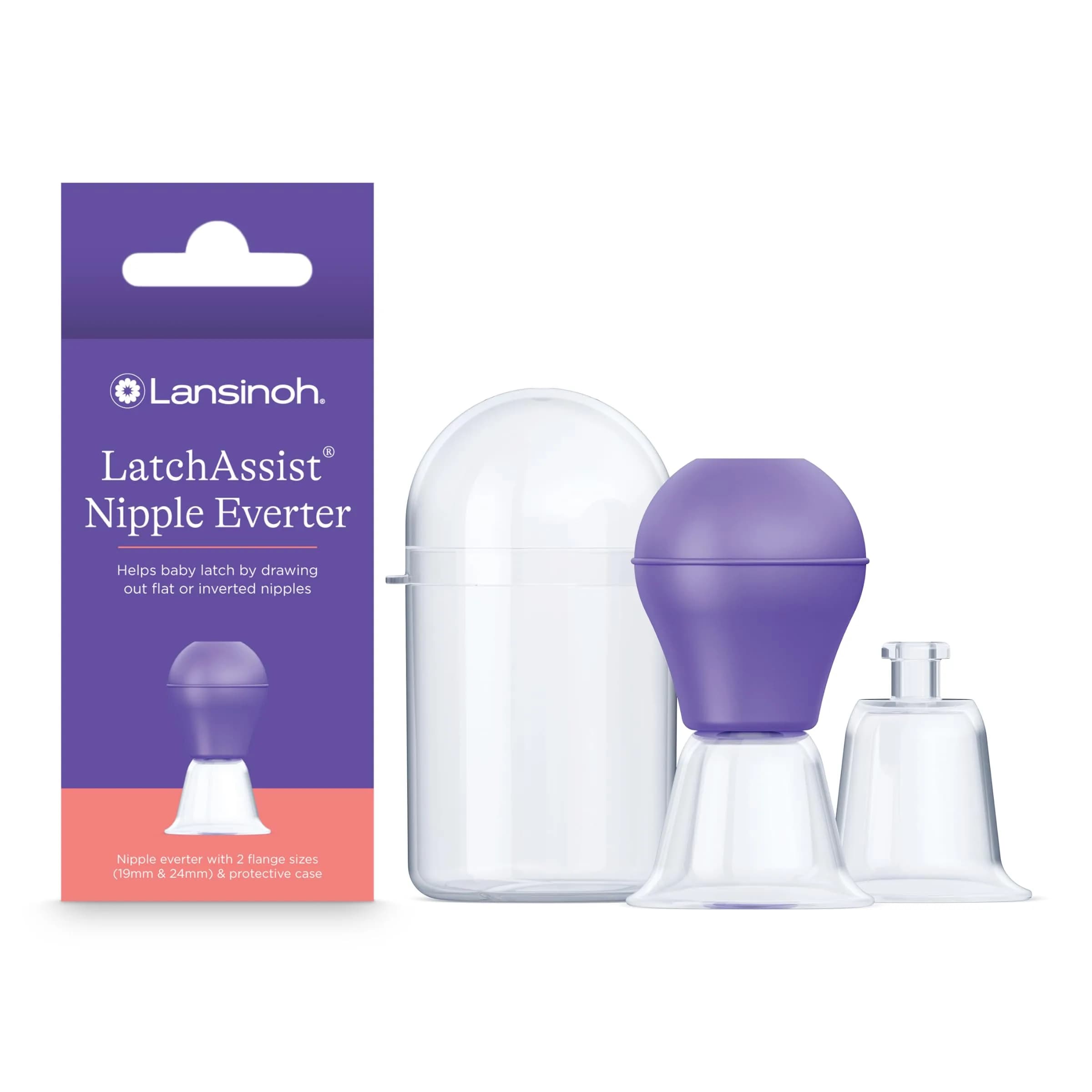 Lansinoh LatchAssist Nipple Everter with 2 Flange Sizes (19mm & 24mm) | Essential Breastfeeding Tool - main product image
