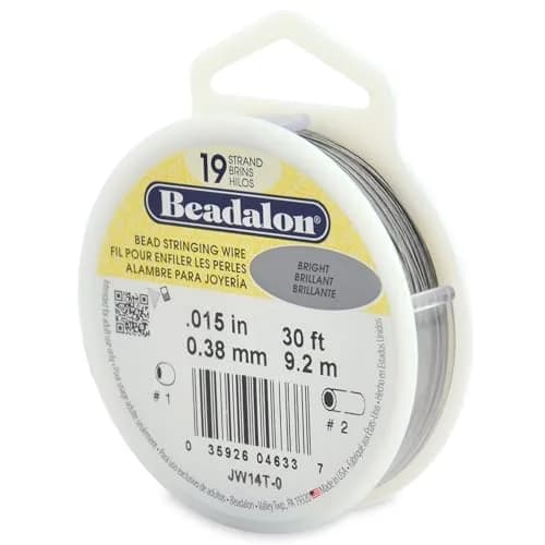 Beadalon 19 Strand Bead Stringing Wire - 0.38 mm (0.015 in), 9.2m (30ft) | Professional Grade, Bright Finish thumbnail 1