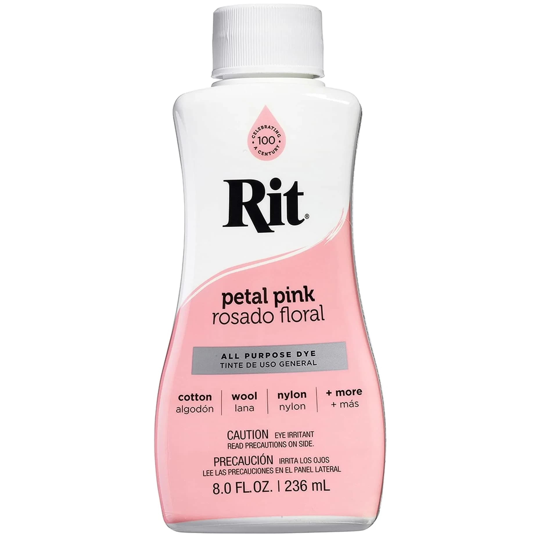 Rit All-Purpose Liquid Fabric Dye, Pearl Gray 237ml (8 Fl Oz) | Concentrated Formula for Cotton, Linen, Silk, Wool, Rayon, Nylon — Petal Pink