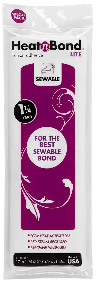 HeatnBond Lite Iron-On Adhesive 17 Inches x 1.25 Yards (43g) | Permanent Fabric Bonding for Appliqué - main product image