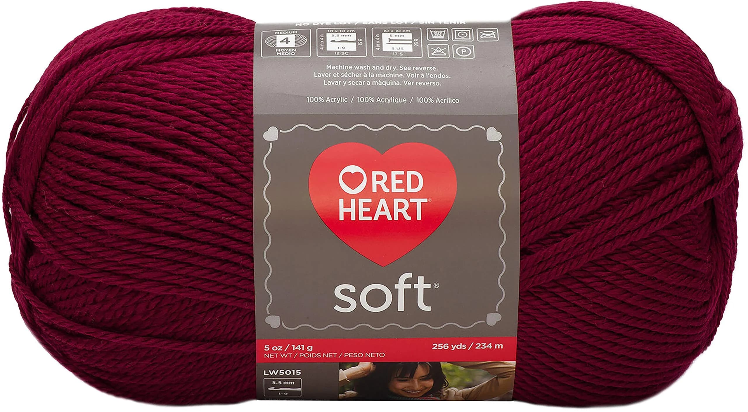 Red Heart Soft Yarn, Wine | Premium Acrylic Yarn for Crochet & Knitting | 1 Pack (Wine)