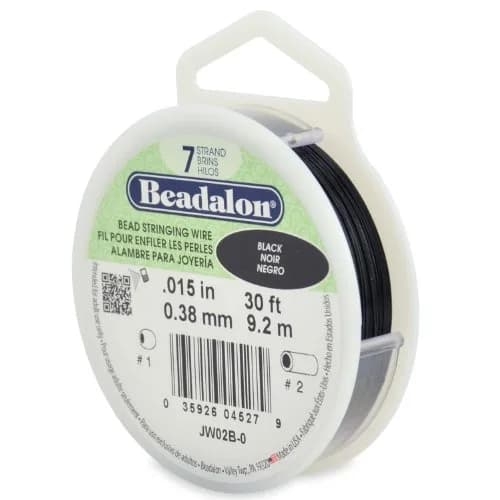 Beadalon 7-Strand Stainless Steel Beading Wire, 0.38 mm (0.015 in) Black | Strong, Flexible, USA-Made Craft Wire thumbnail 1