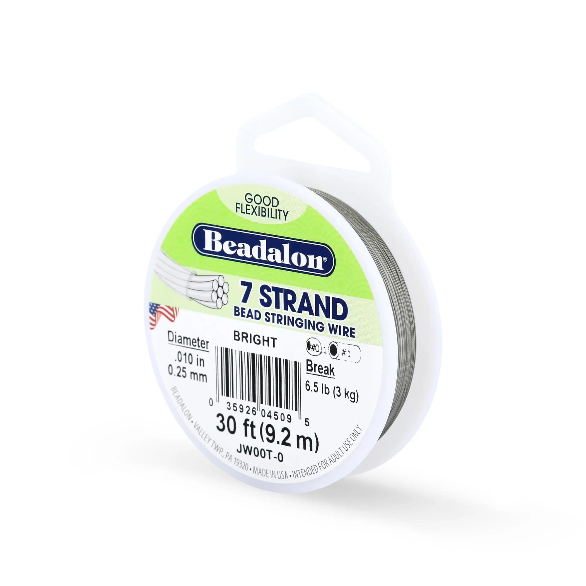 Beadalon 7-Strand Stainless Steel Beading Wire - 0.25 mm (0.010 in) Thickness, 30 ft Length, Gold Colour - main product image